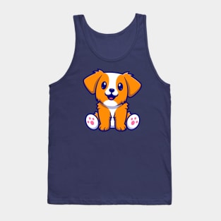 Cute Dog Sitting Cartoon Tank Top